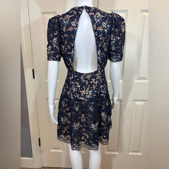 Adelyn Rae Navy and Cream Lace Mini Dress - Picture 4 of 6